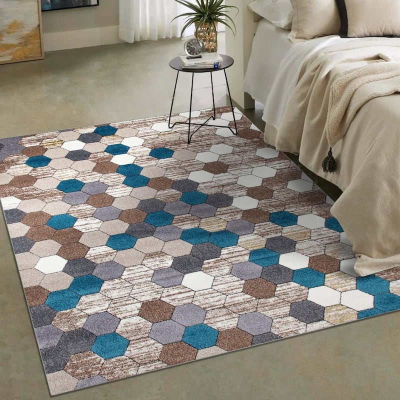 Luxe Weavers Modern Geometric Area Rug, Stain-Resistant Carpet - 5' x 7'