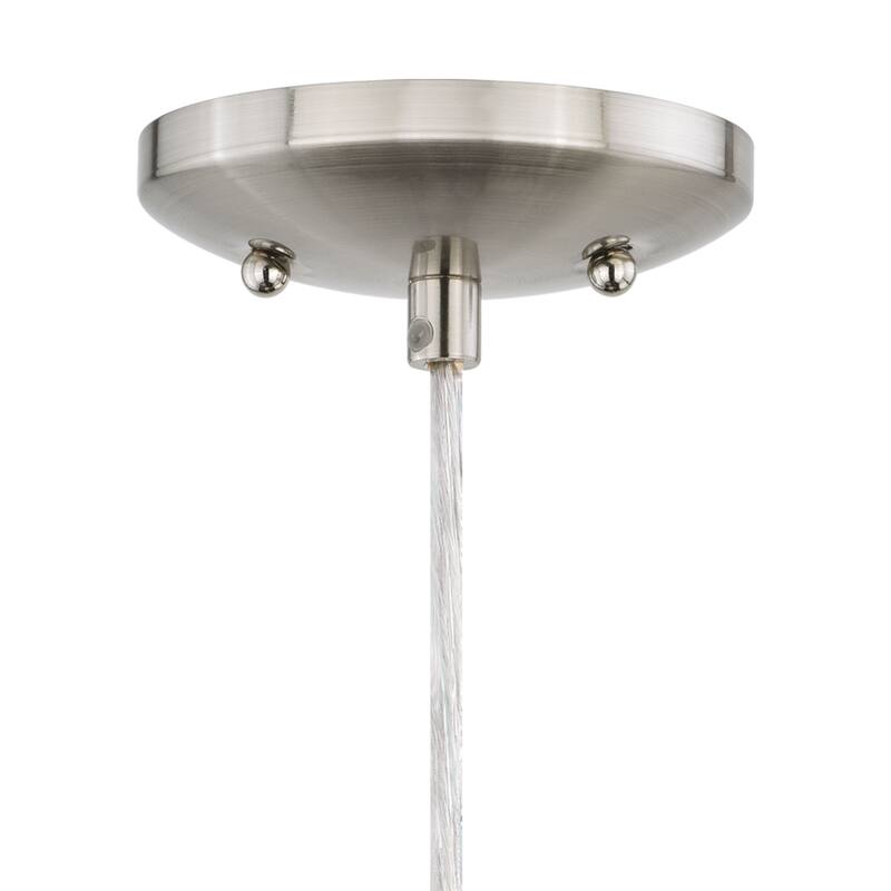 Milano Satin Nickel Mini Pendant Ceiling Light Amber Fire Glass - 4.75-in W x 9.75-in H x 4.75-in D