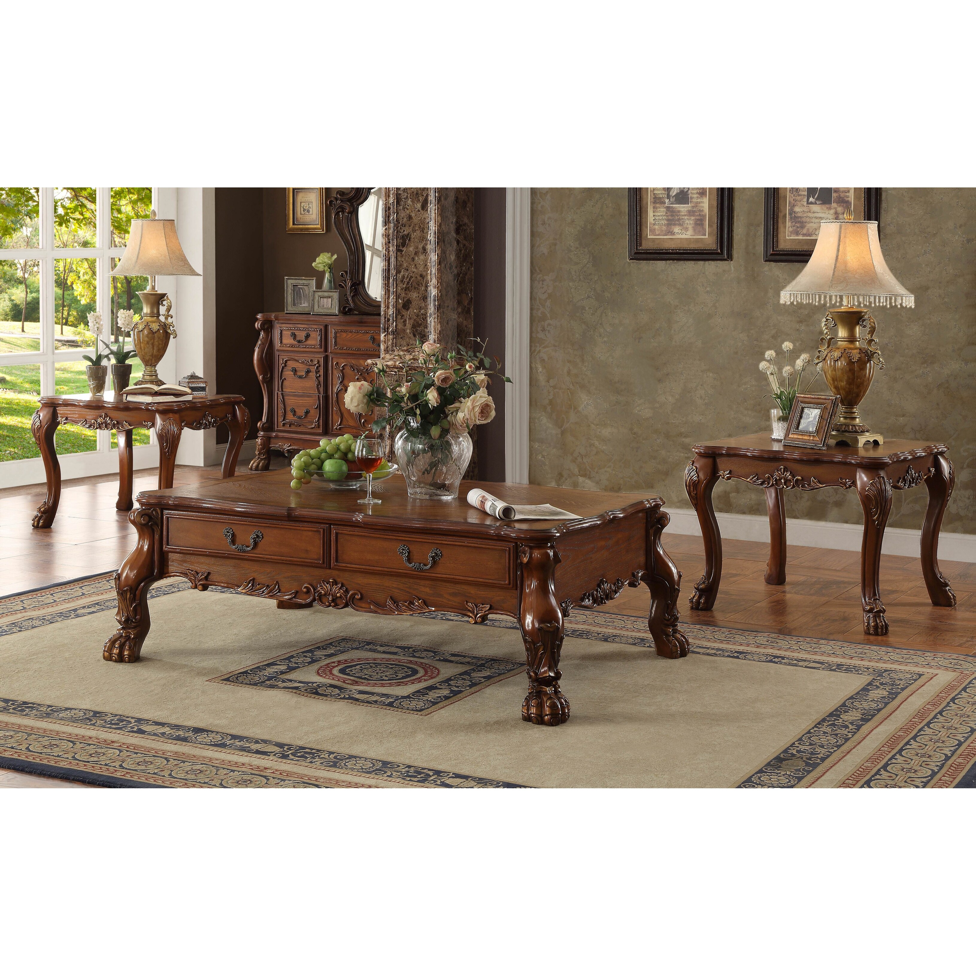ACME Dresden Coffee Table, Cherry Oak - Bed Bath & Beyond - 21620386
