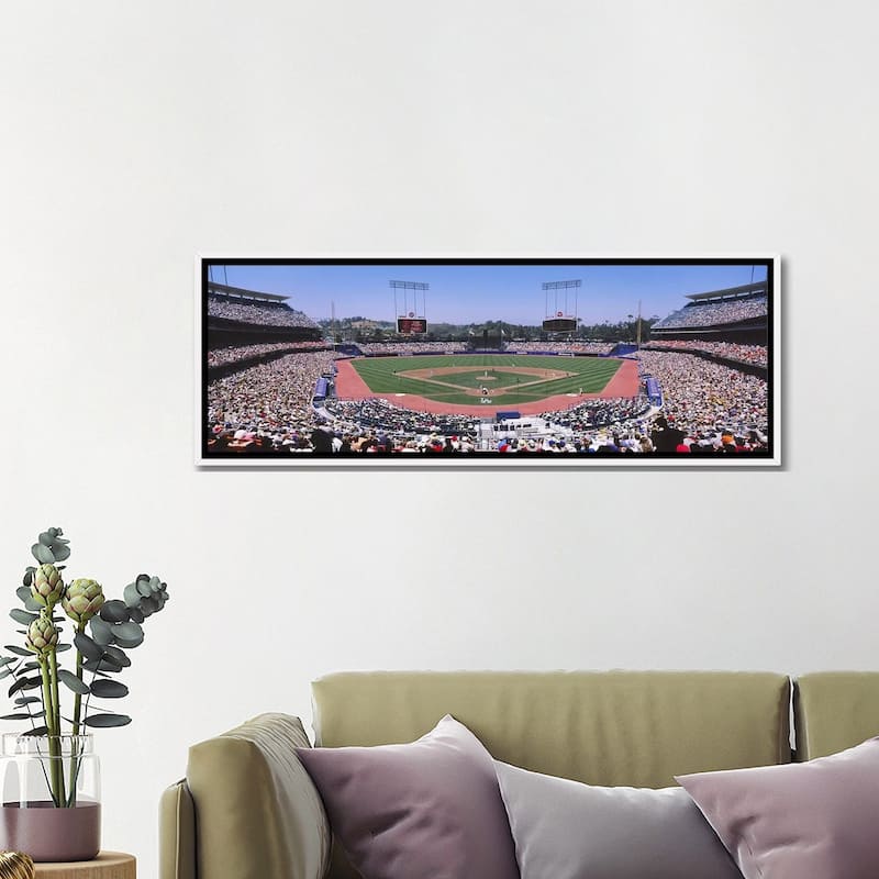 iCanvas "Dodgers vs. Angels, Dodger Stadium, Los Angeles, California, USA" by Panoramic Images Framed Canvas Print