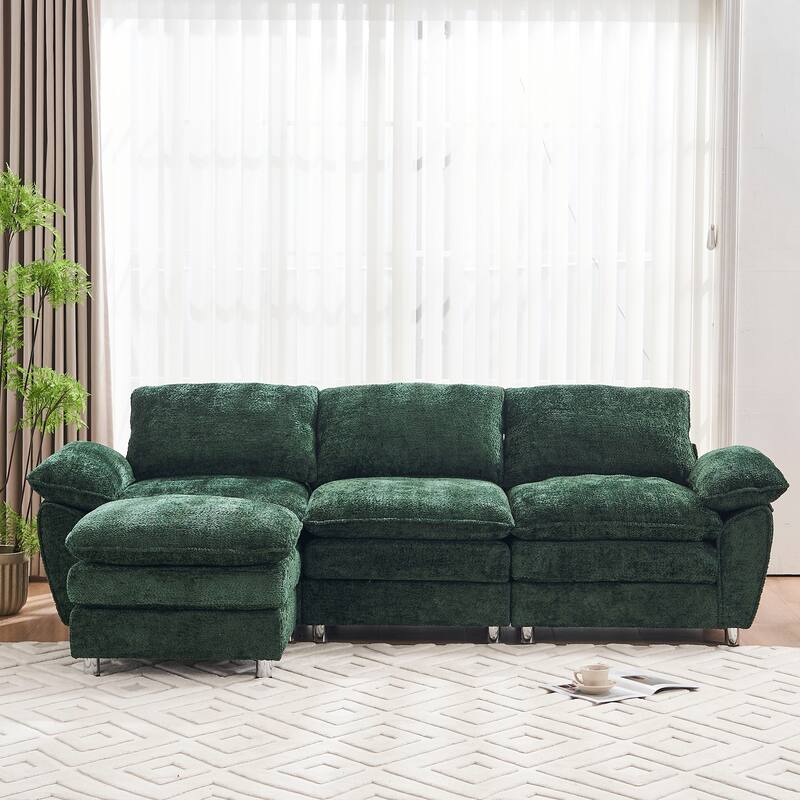 Modern Upholstered Polyester Sleeper Sofa with Ottoman