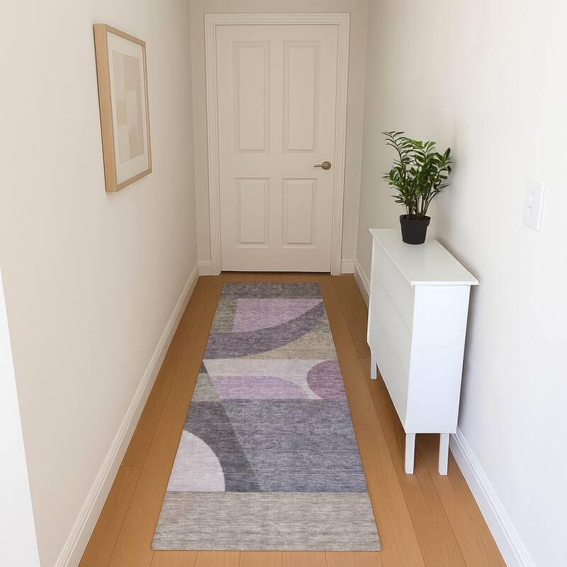 Premium Washable Super Soft Abstract Geo Mayfield Rug - Purple - 2'3" x 7'6"