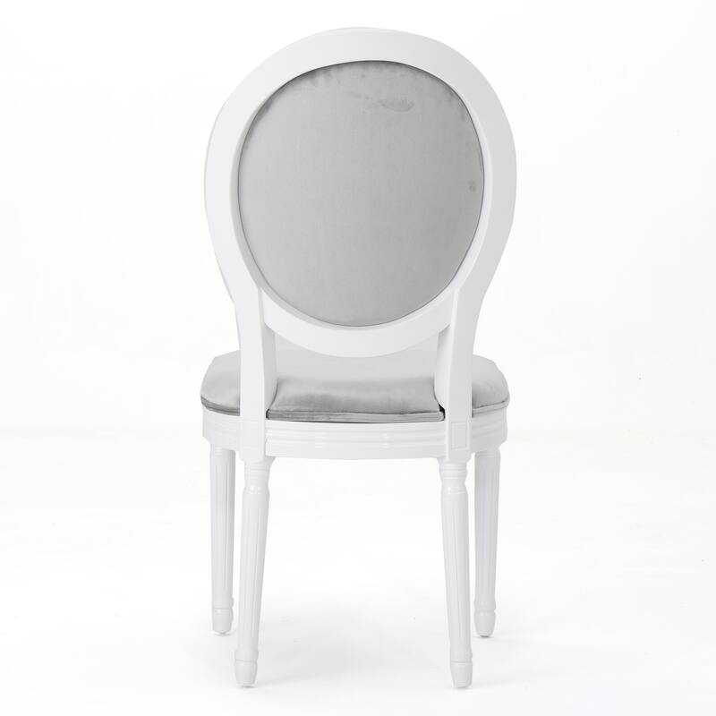 Set of 2 French Dining Chairs Grey Side Chair Round Back Accent Chairs