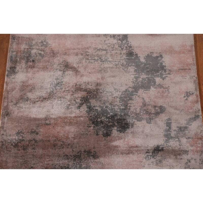All-Over Abstract Indian Modern Rug Hand-Knotted Wool Carpet - 4'10"x 6'11"