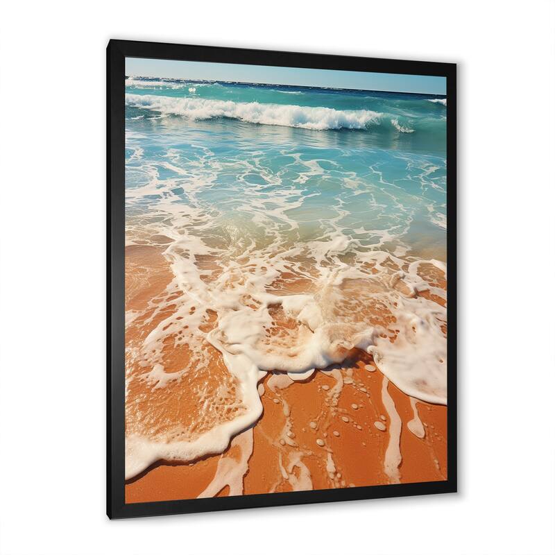 Designart "Tropical Beach Aerial View I" Coastal Beach Wall Decor White - Coastal Bedroom Framed Canvas Wall Art