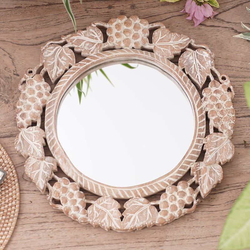 Novica Handmade Buleleng Bouquet Wood Wall Mirror