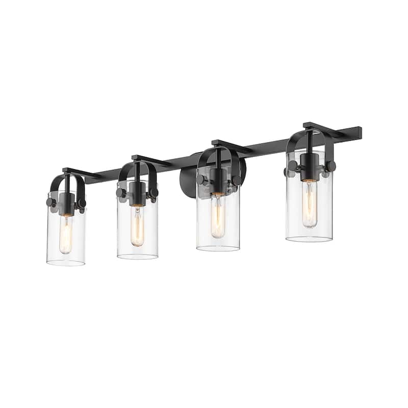 Innovations Lighting 423-4W-10-35 Pilaster II Cylinder Vanity Pilaster - Matte Black / Clear