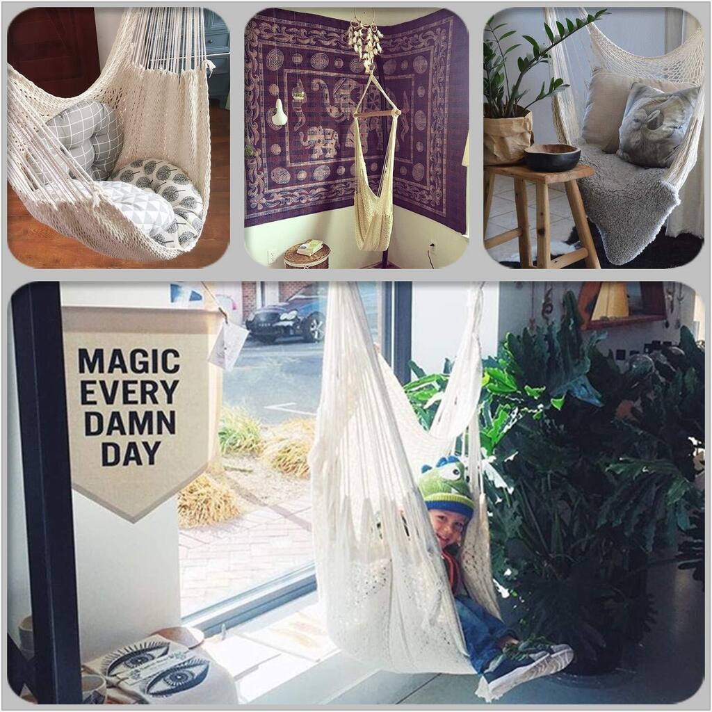 Mesh Chair Swing,Hanging Rope Netted Soft Cotton Mayan Hammock Chair - N/A