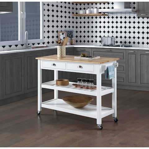 Copper Grove Aubrieta 3 Tier Butcher Block Kitchen Cart with Drawers