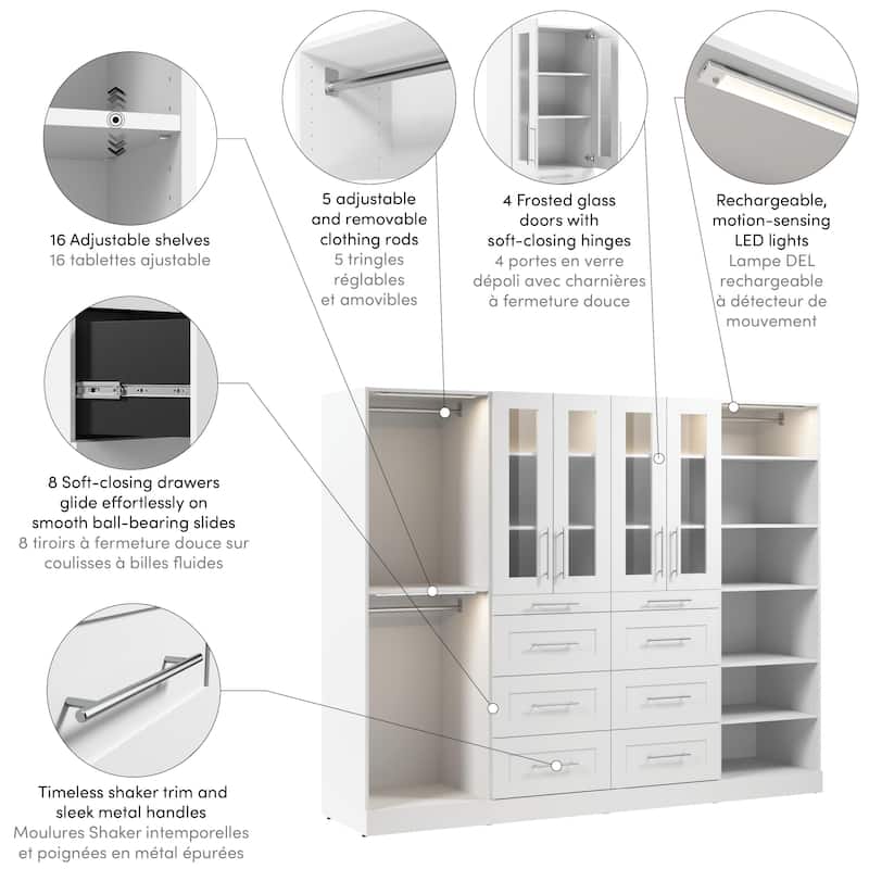 Bestar Florence 100W x 25D Walk-In Closet Organizer System, Shaker