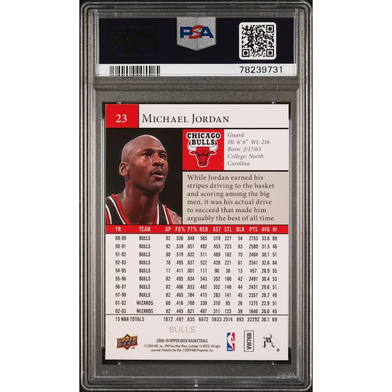 Michael Jordan 2009 Upper Deck Basketball Card #23 Graded PSA 9 - 8'6" x 11'6"
