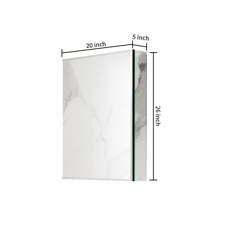 Alvana Aluminum Bathroom Medicine Cabinet with Single Door Mirror, Recessed or Wall-mounted