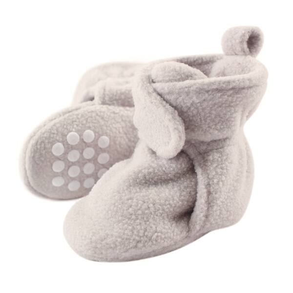 slide 1 of 1, Luvable Friends Baby Cozy Fleece Booties, Gray 0-6 Months - Gray