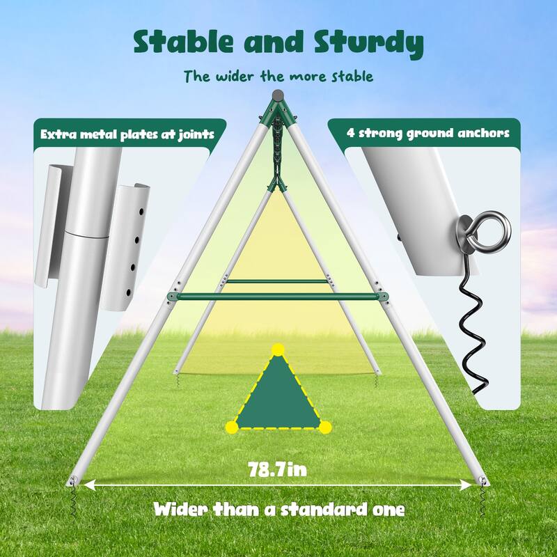 Hapfan 7.3ft Tall 600lb Heavy Duty Swing Set with 1 Platform Swing, 2 Belt Swings,A Frame Metal Swing Set