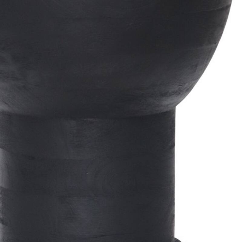 Modern Black Round Bar Stool 19-Inch Solid Wood Backless Chair with Pedestal Base for Dining - 18.5”H x 12.8”W x 12.8”D