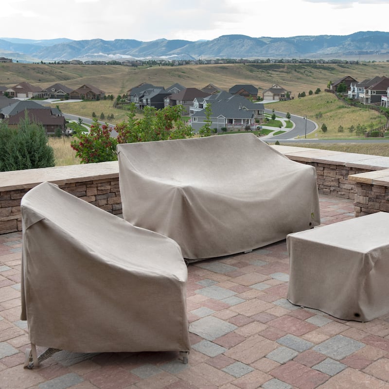 Modern Leisure® Garrison Stackable/High Back Bar Chair Cover, Waterproof, 27"L x 27"W x 49"H, Sandstone, 2-Pack