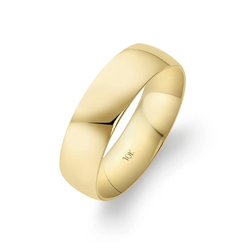 Clover Yellow Gold Comfort Fit Wedding Band - 7 (6mm) - 10k