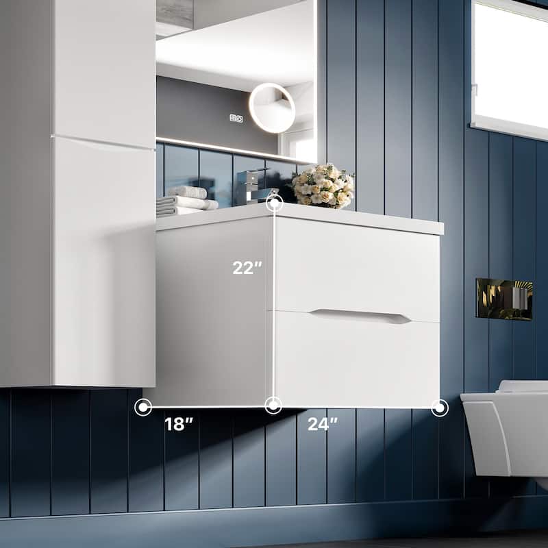 Eviva Maui 24"W White Bath Vanity with Integrated Acrylic Sink