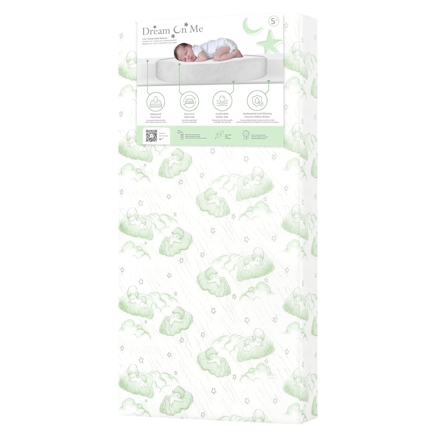 Dream On Me 2 in 1 Serene Snooze Crib and Toddler Mattress