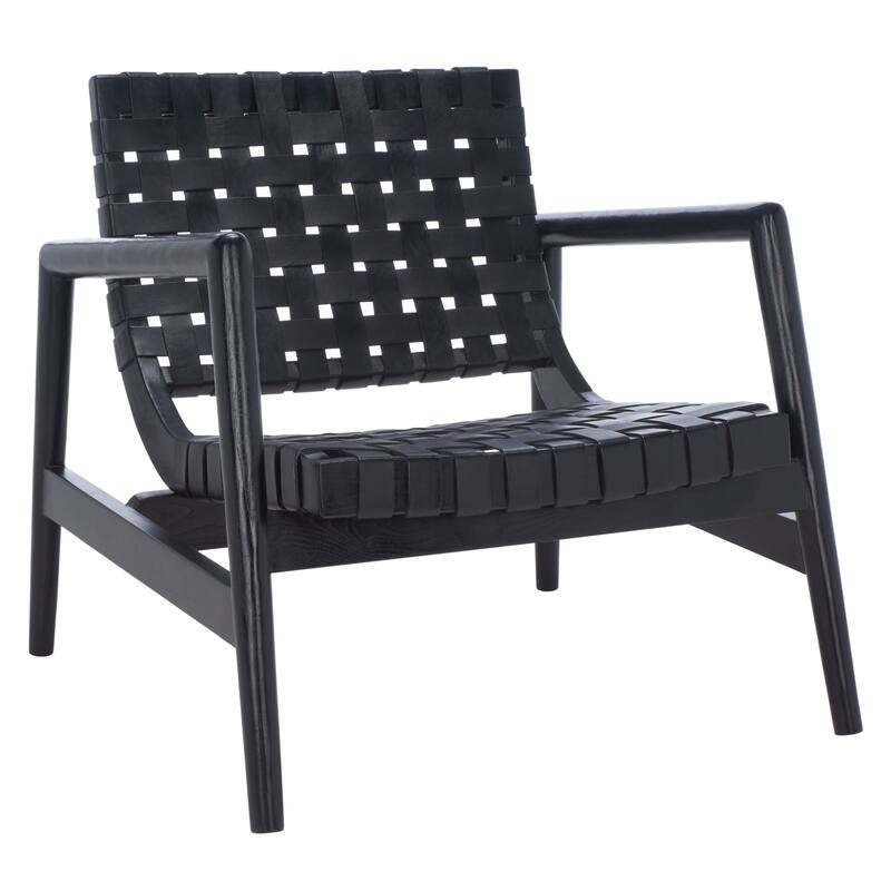 SAFAVIEH Vena Leather Woven Accent Chair - 30" W x 28" D x 28" H - 30Wx28Dx28H