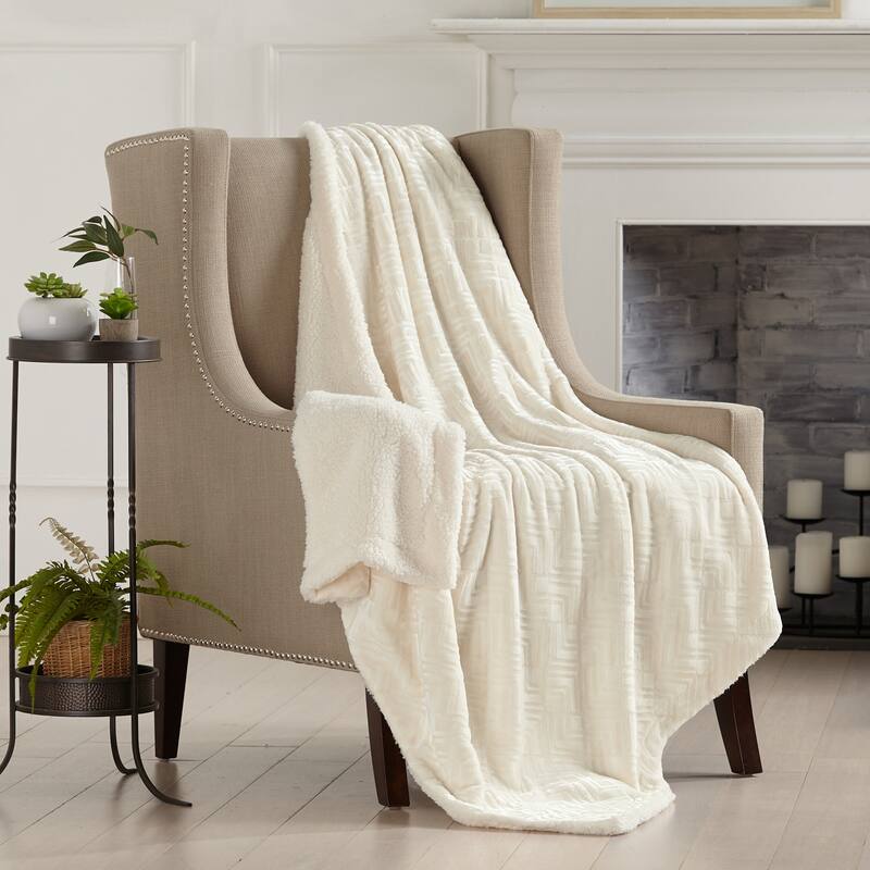 Luxurious Velvet Plush Fleece Reversible Sherpa Throw