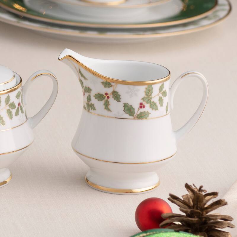 Noritake Holly & Berry Gold Sugar & Creamer Set