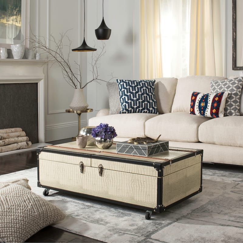 SAFAVIEH Terese Coffee Table Storage Trunk with Wine Rack - 47.2" W x 23.6" L x 15.4" H - 47Wx24Dx15H