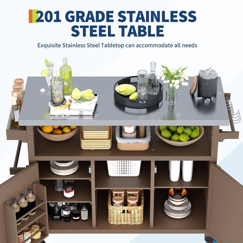 Outdoor Prep Table Grill Cart with Storage Cabinet for Patio BBQ