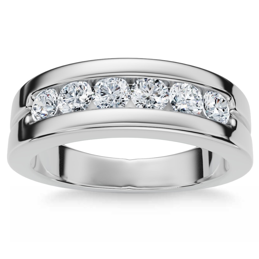 Bliss Diamond Men's 5/8Ct Diamond 6-Stone Polished Wedding Ring Lab Grown Gold