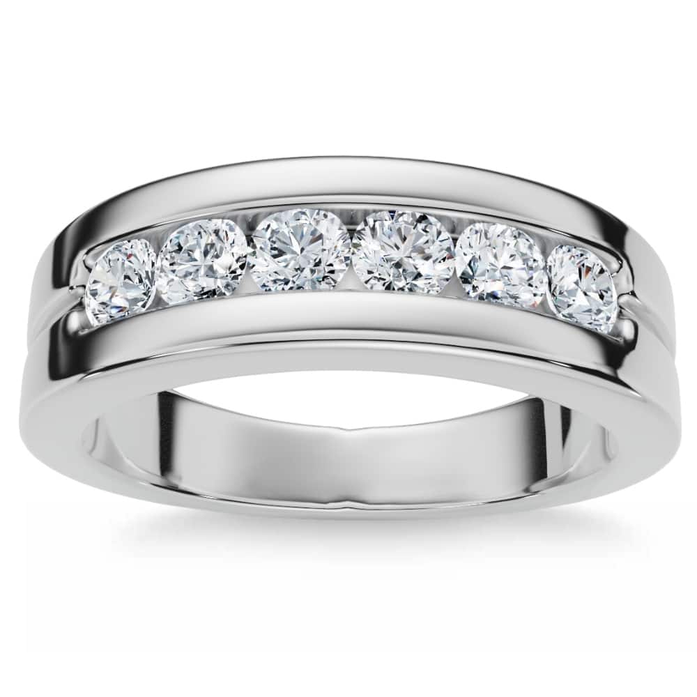 Men's 5/8Ct Diamond 6-Stone Polished Wedding Ring Lab Grown Gold