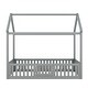 preview thumbnail 10 of 26, Twin Size Wood House Bed with Fence and Door, Wooden Bedframe w/Roof