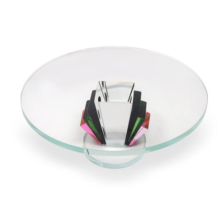 Tri Colored Base Crystal Cake Stand 11.75"D