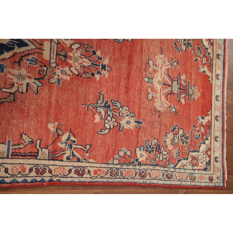 Hand Knotted Oriental 100% Wool Carpet Traditional Floral Red Mahal Runner Rug - 10' 3'' X 3' 4''