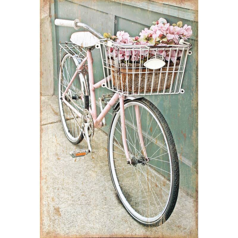 15.5x23.5" Canvas Metal Bicycle With Basket Print