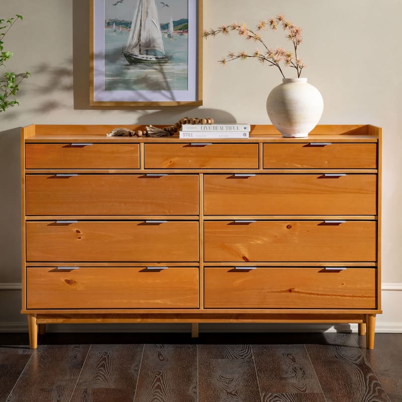 Middlebrook Modern Gallery Top Solid Wood Dresser - Caramel