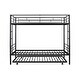 preview thumbnail 8 of 16, Black Twin over Twin Metal Bunk Bed with Trundle & Guardrail