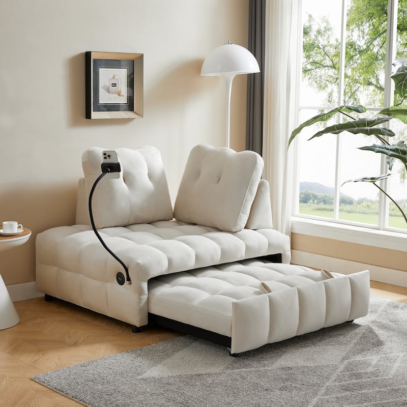 Velvet Pull-out Sofa Bed