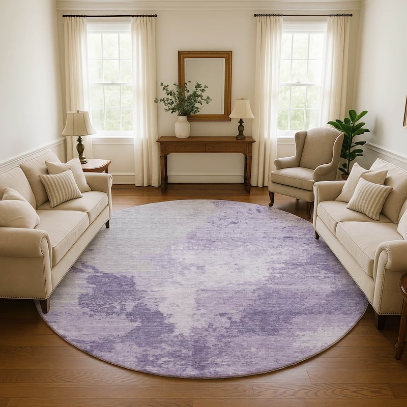 Premium Washable Super Soft Modern Abstract Mayfield Rug - Plum - 8' x 8'