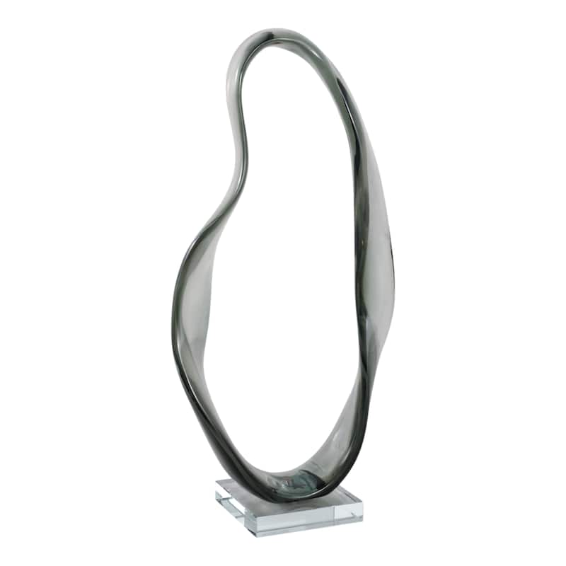 Resin Sculpture Statement with Crystal Base Modern Accent - 16" Gray - 8.25" x 4" x 16"