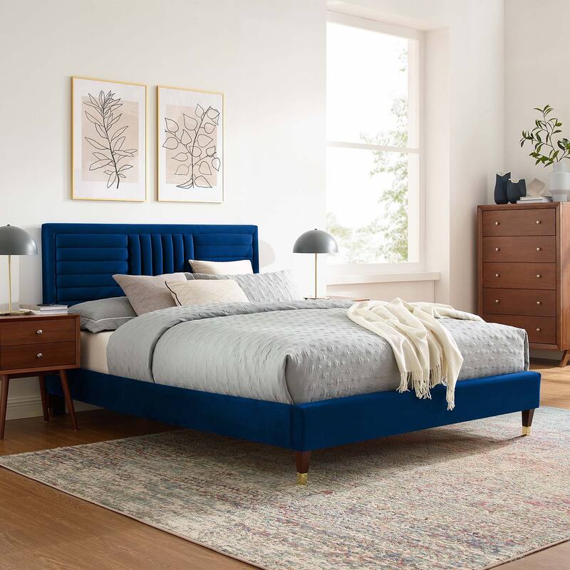 Sofia Channel Tufted Performance Velvet Full Platform Bed