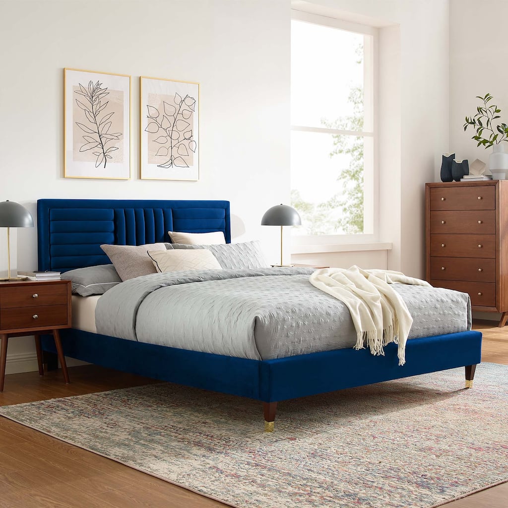 Sofia Channel Tufted Performance Velvet Full Platform Bed