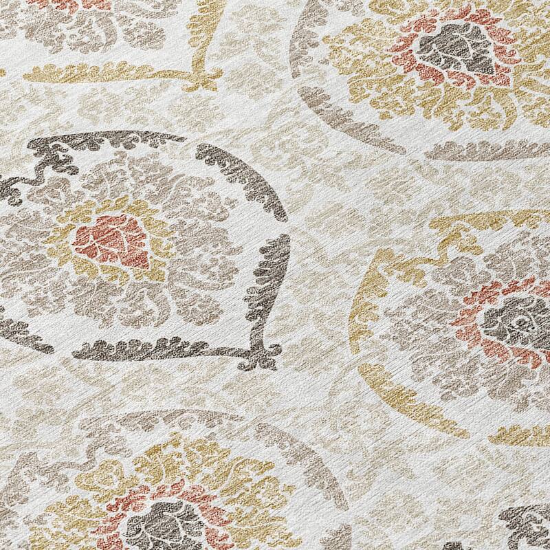 Machine Washable Indoor/ Outdoor Chantille Traditional Damask Rug
