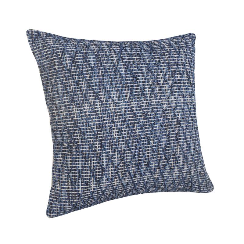 HomeRoots 20" X 20" Blue 100% Cotton Geometric Zippered Pillow