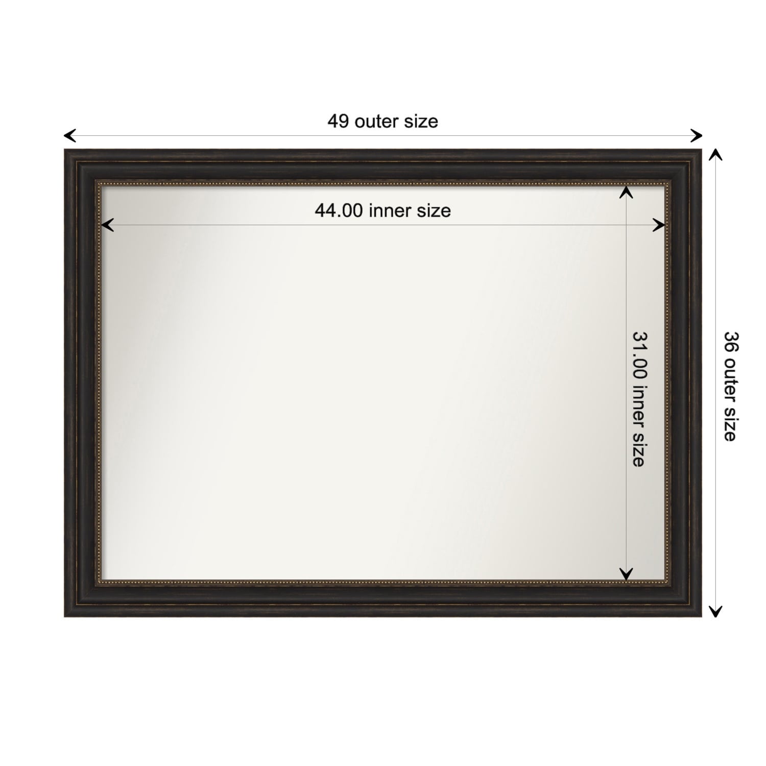 Accent Bronze Framed Non-Beveled Custom Wall Mirror, Bathroom Vanity Mirror