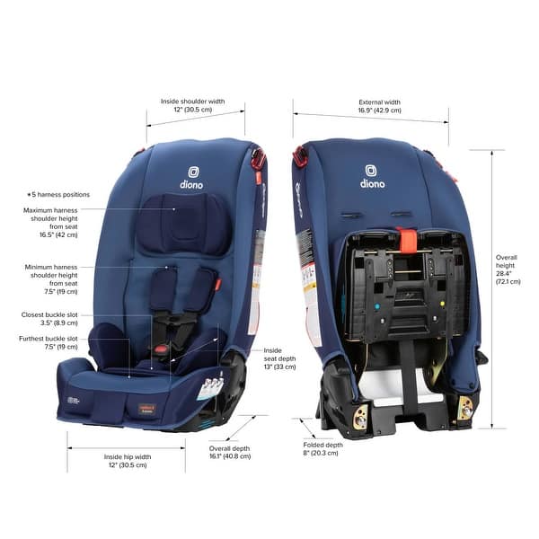 dimension image slide 5 of 6, Radian 3R - The Original 3 Across All-In-One Convertible Car Seat