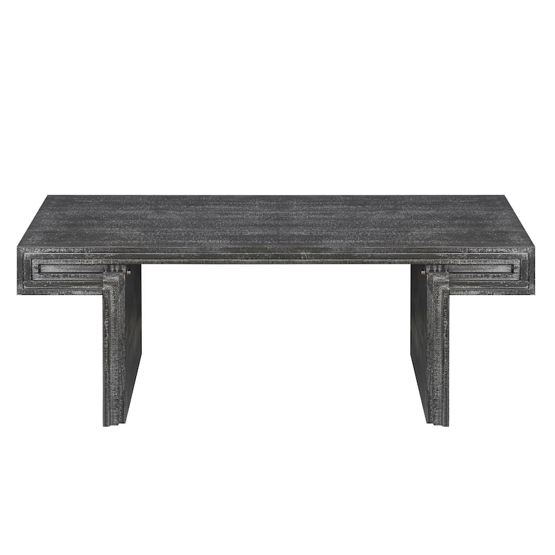 Roomfitters Industrial Coffee Table, Rustic Wood Center Table with 2 Tier Storage for Living Room