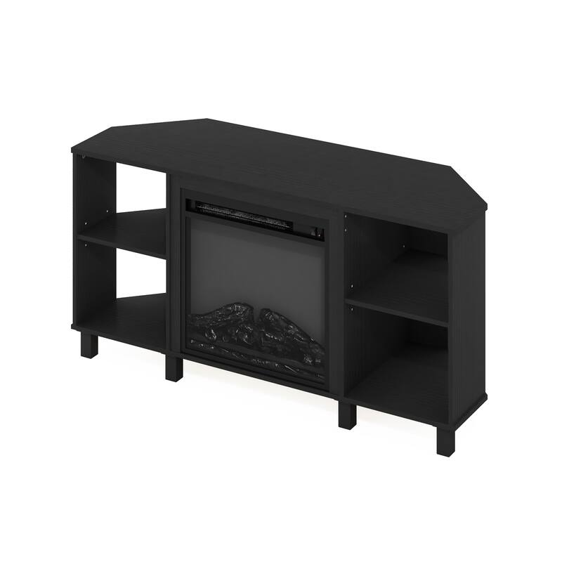 Furinno Jensen Metal Leg Corner Fireplce TV Stand for TV up to 55"