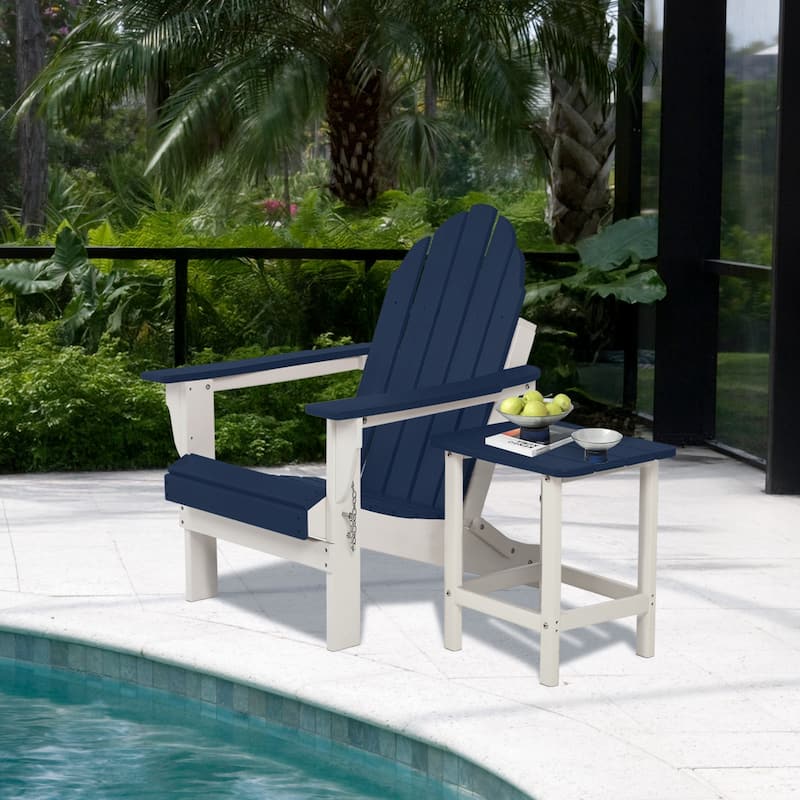 Aoodor HDPE All Weather Outdoor Side Table, Square Adirondack Patio End Table for Patio, Pool, Porch