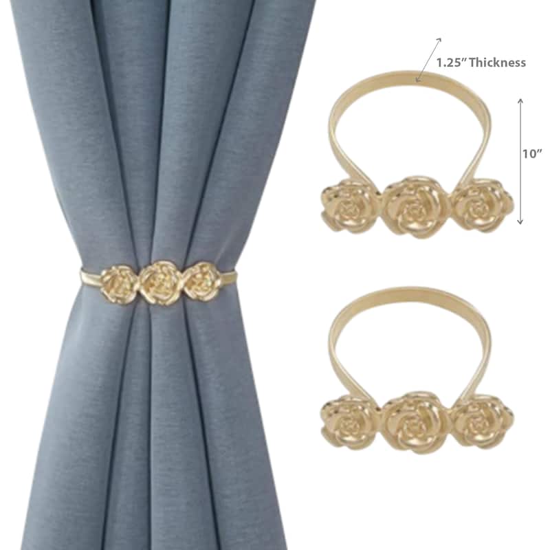 IH Casa Decor Set Of 2 Curtain Tiebacks Roses Rose Gold On Sale Bed