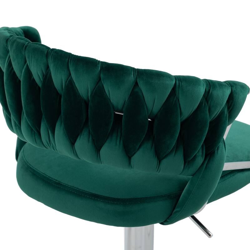 Set of 4 Modern Velvet Adjustable Bar Stools with Backs